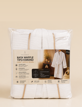 Bata de Baño Wafle - Tipo Kimono con Bies