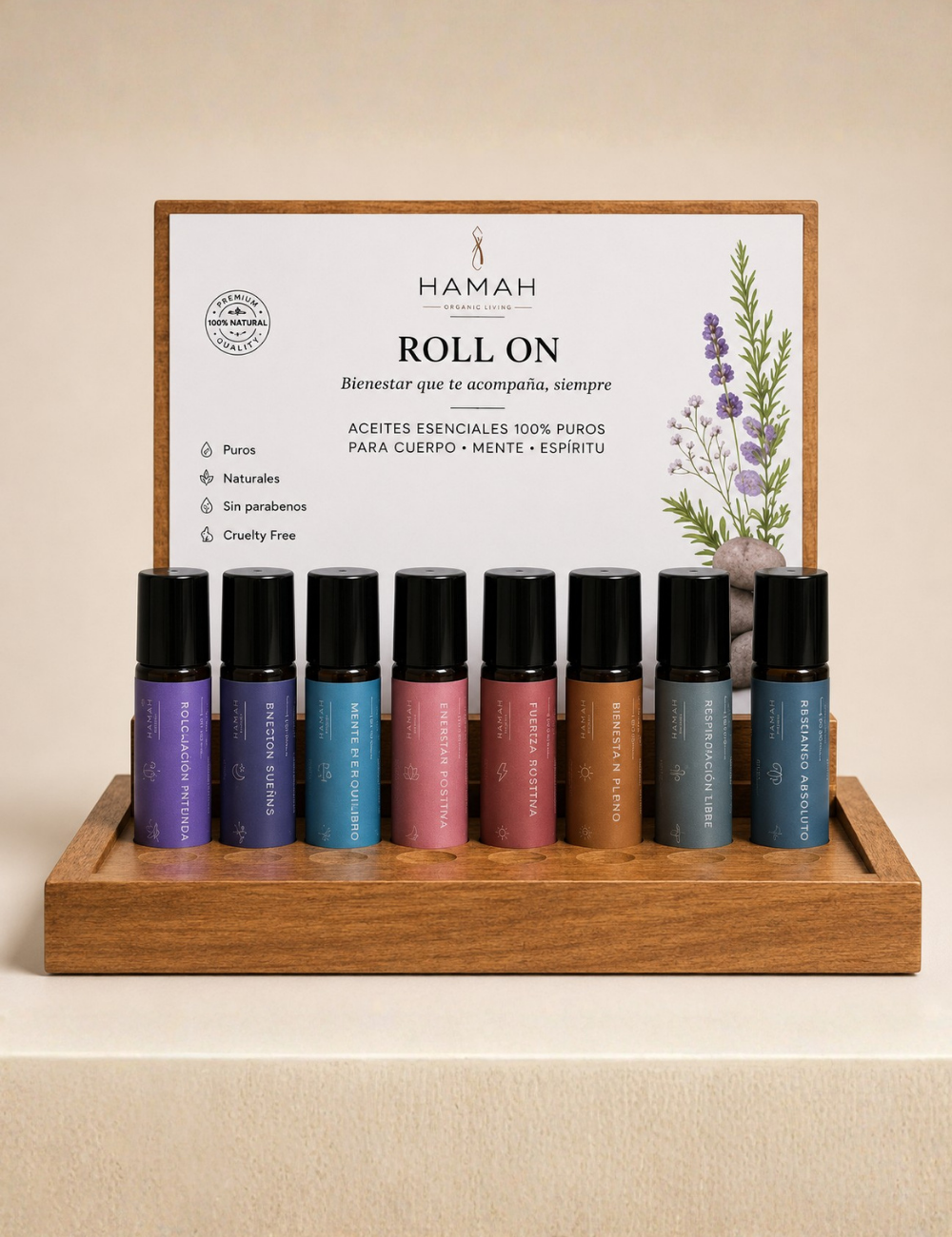 Exhibidor de Madera Roll On