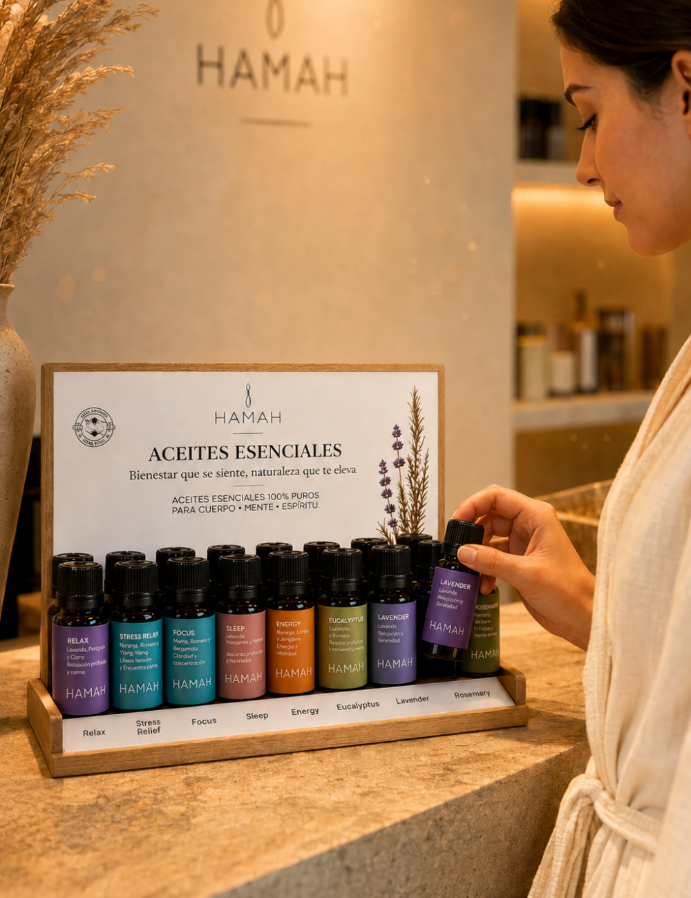 Exhibidor de Madera Aceites Esenciales
