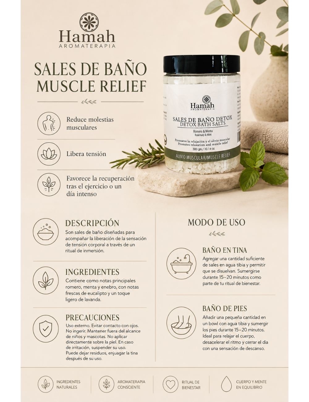 Sales de Baño Detox Muscle Relief 300 gr