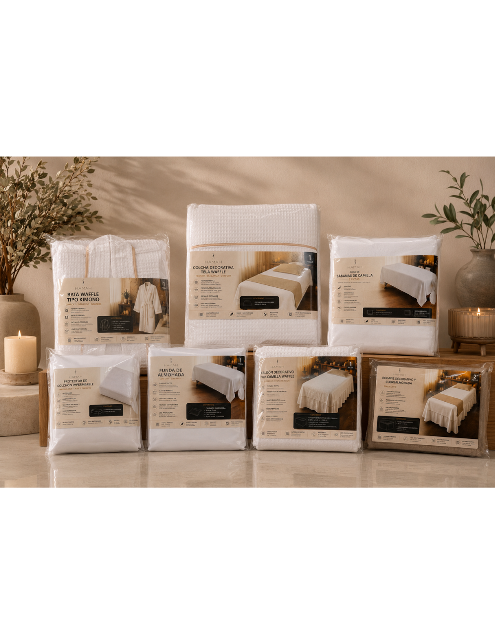 Kit de Carpetas Decorativas para Pie de Cama  y Almohada en Tela Italia Latte