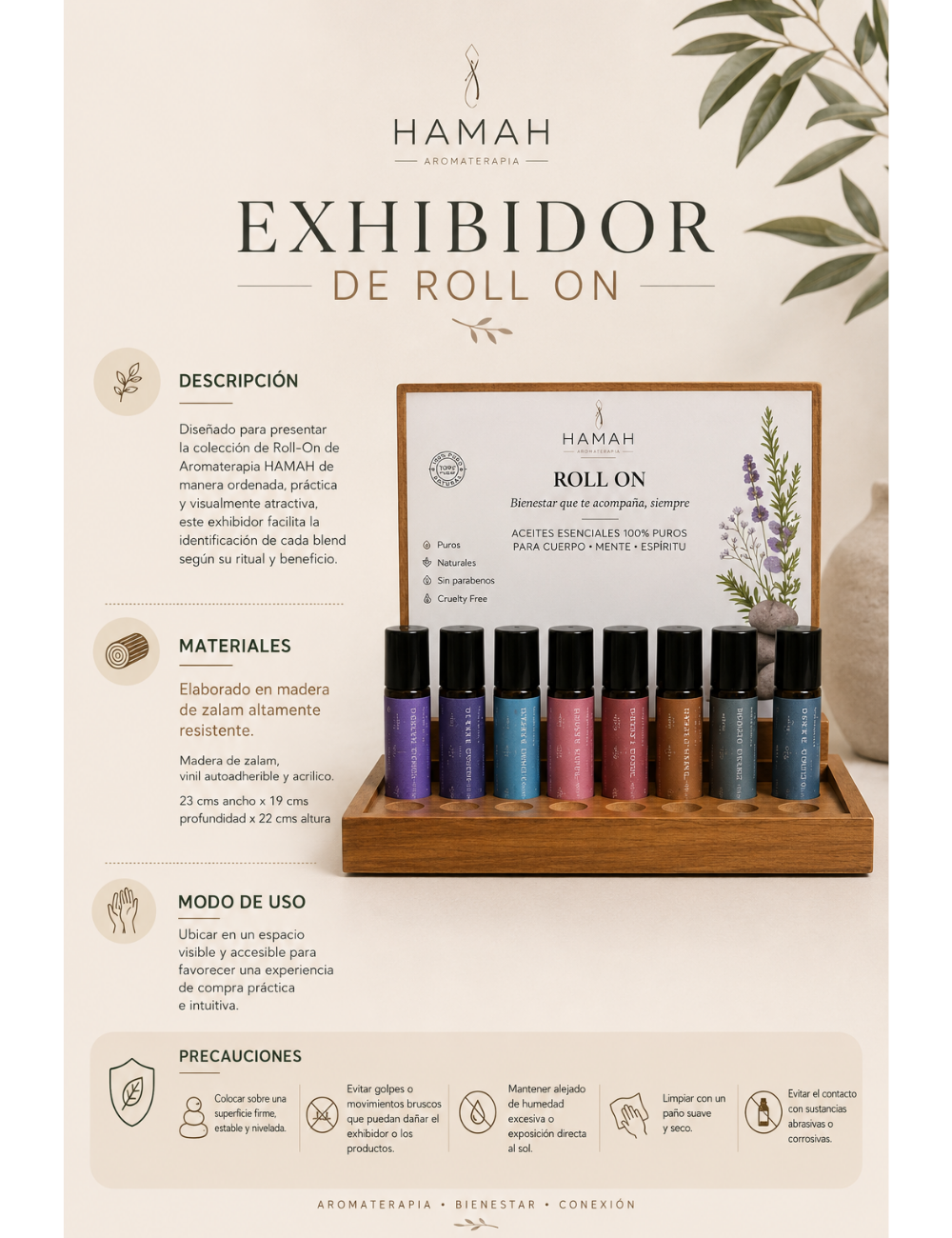 Exhibidor de Madera Roll On
