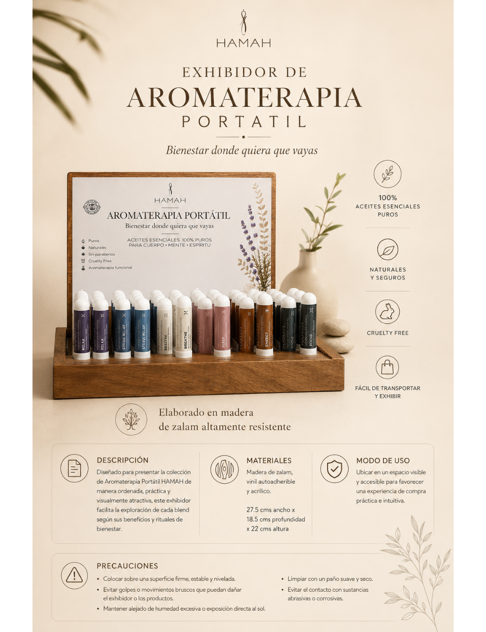 Exhibidor de Madera Aromaterapia Portátil