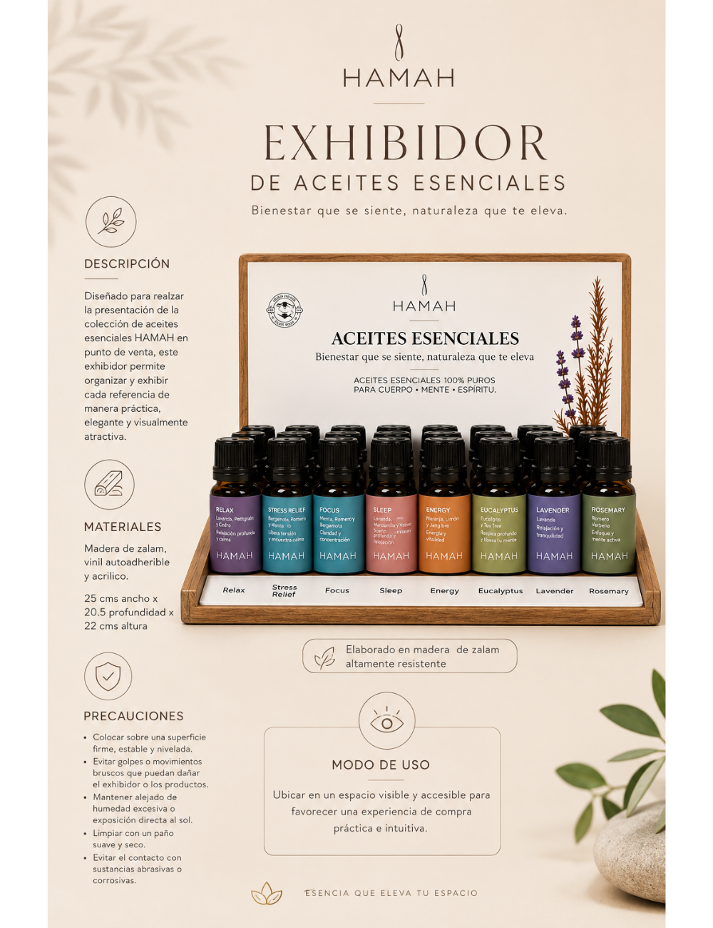 Exhibidor de Madera Aceites Esenciales