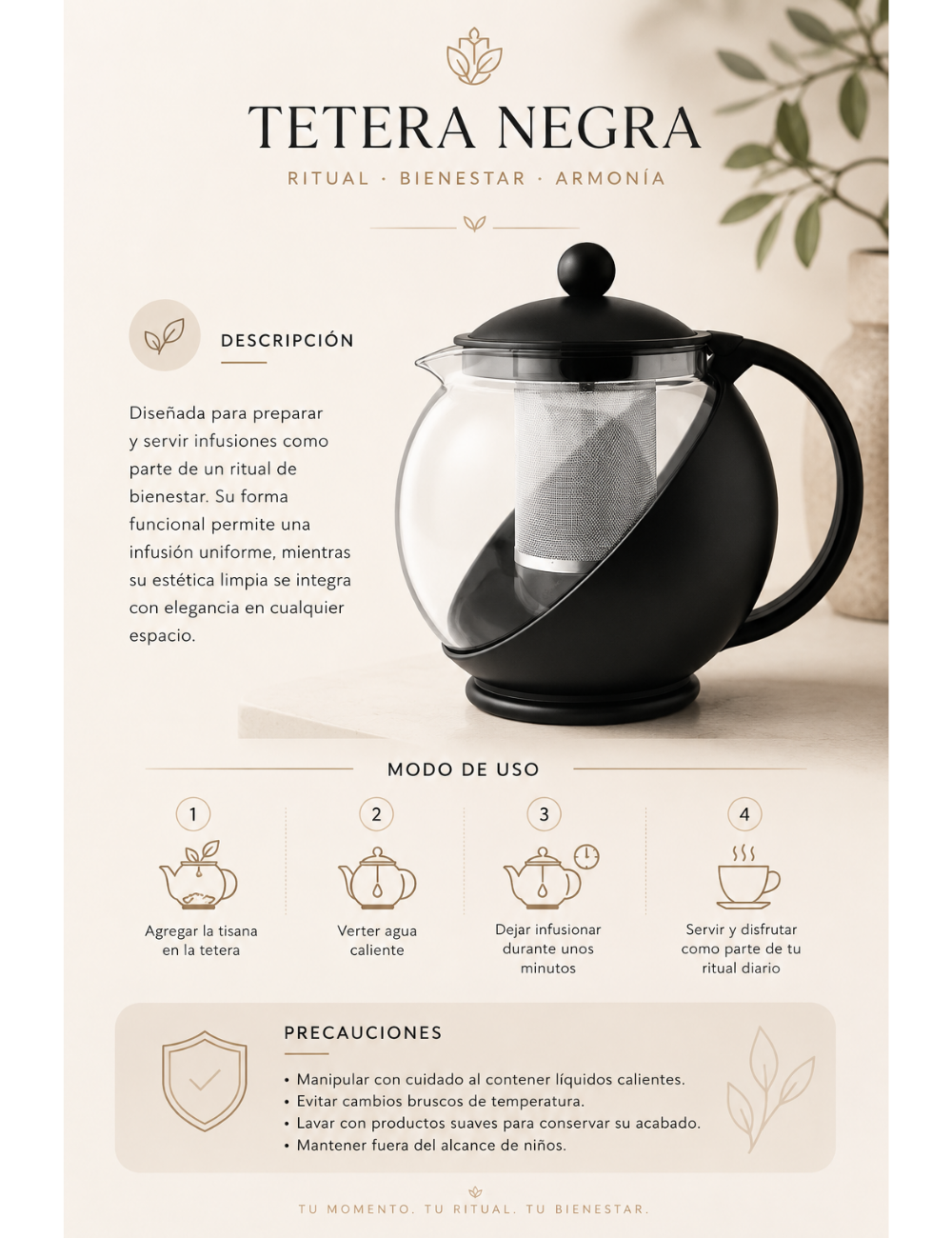 Tetera Negra 750 ml
