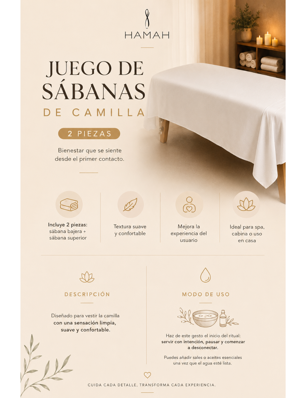 Kit de 2 sábanas para mesa de masaje -110grms .80x1.85x.10