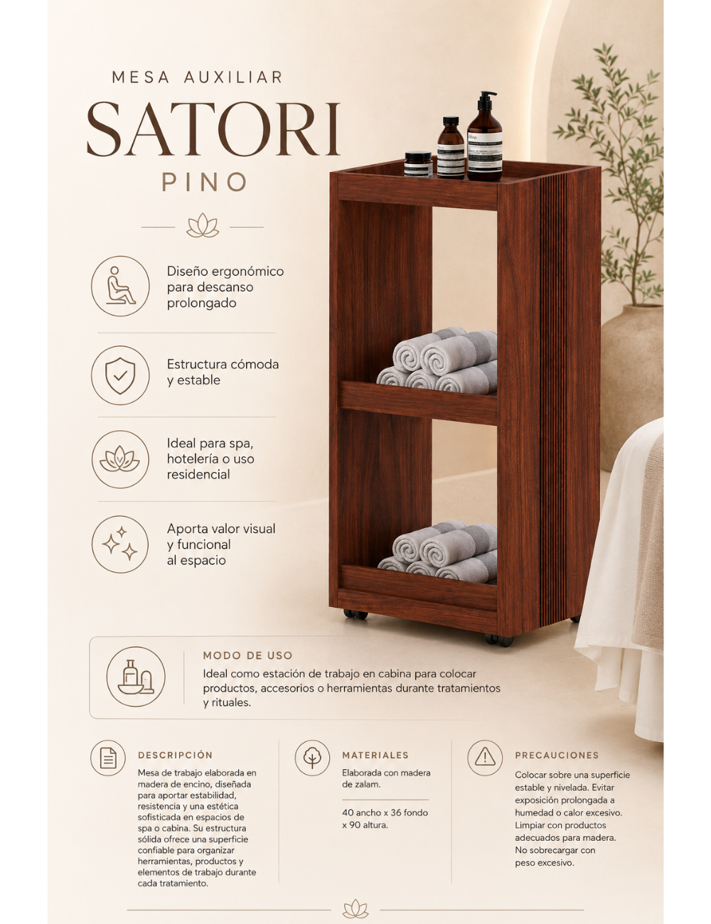 Mesa Auxiliar - Satori Pino