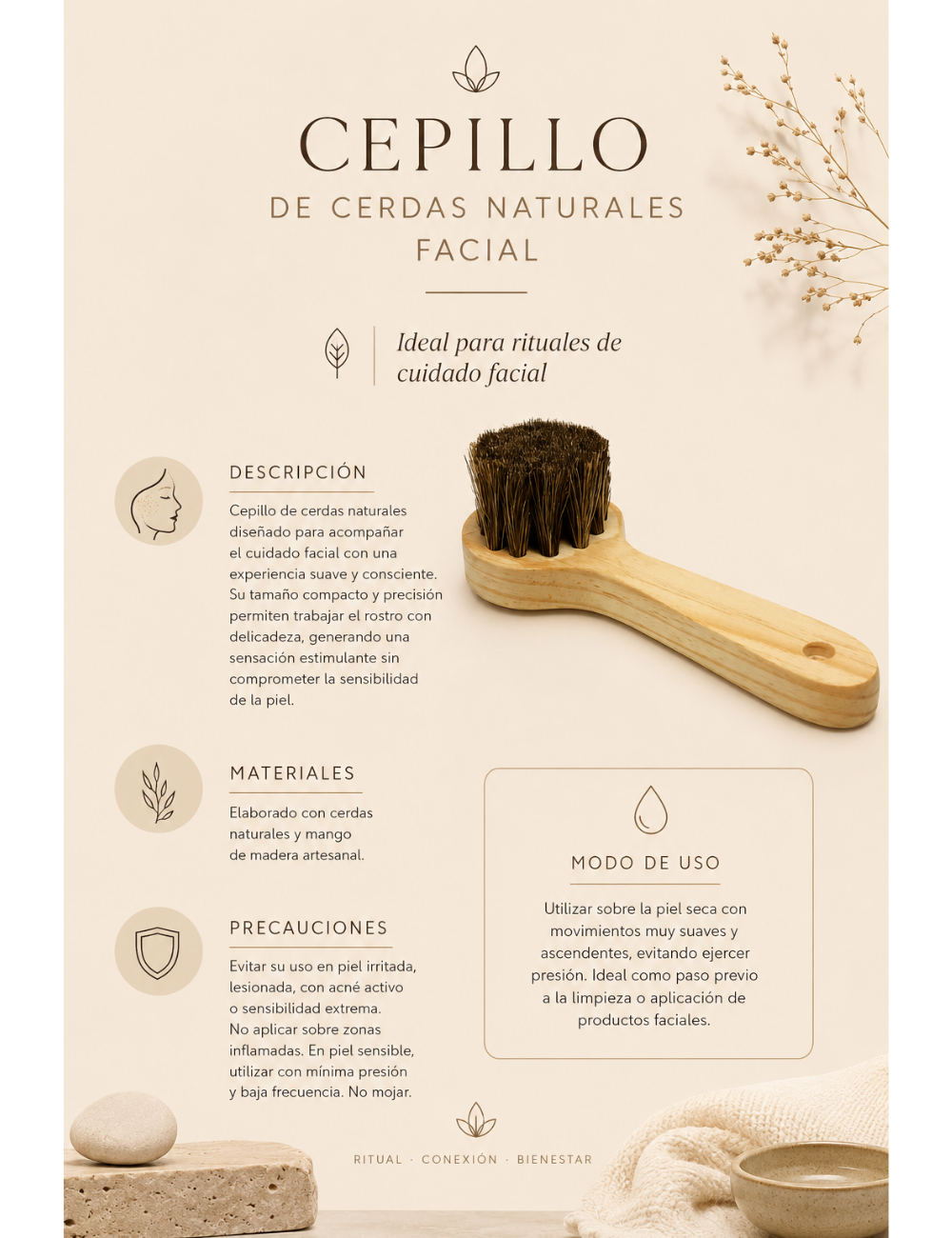 Cepillo de Cerdas Naturales  Facial