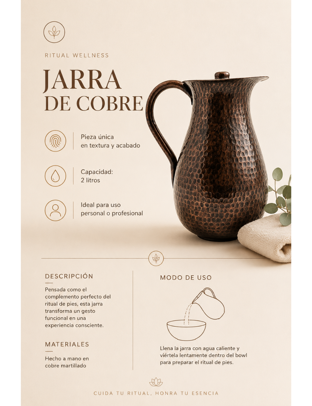Jarra de agua de cobre