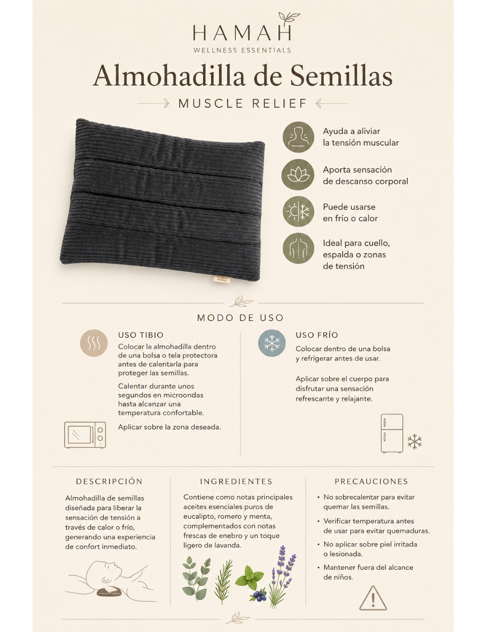 Almohadilla Térmica  de Semillas Muscle Relief