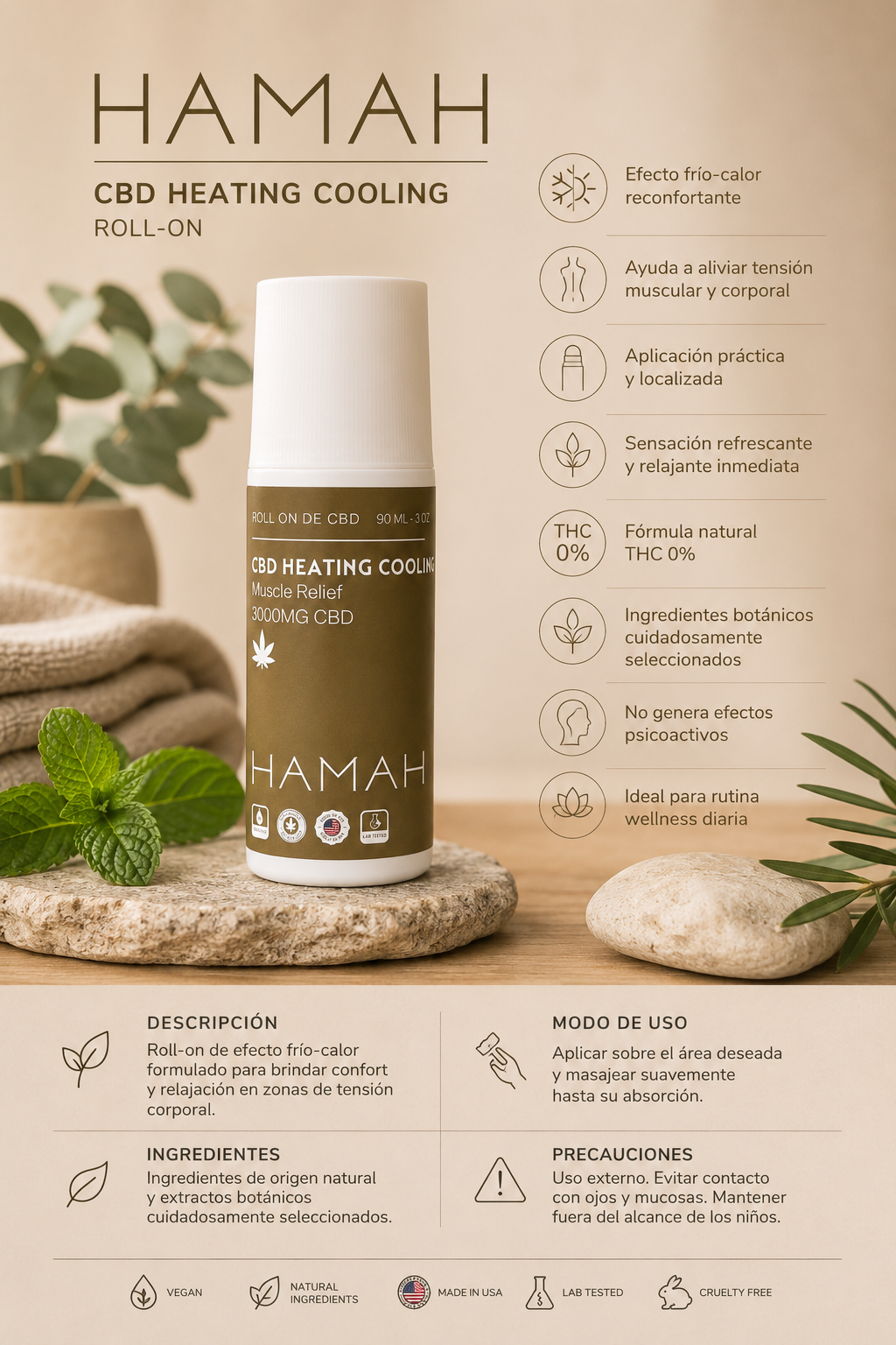 CBD Roll On 3000 mg Heating Cooling