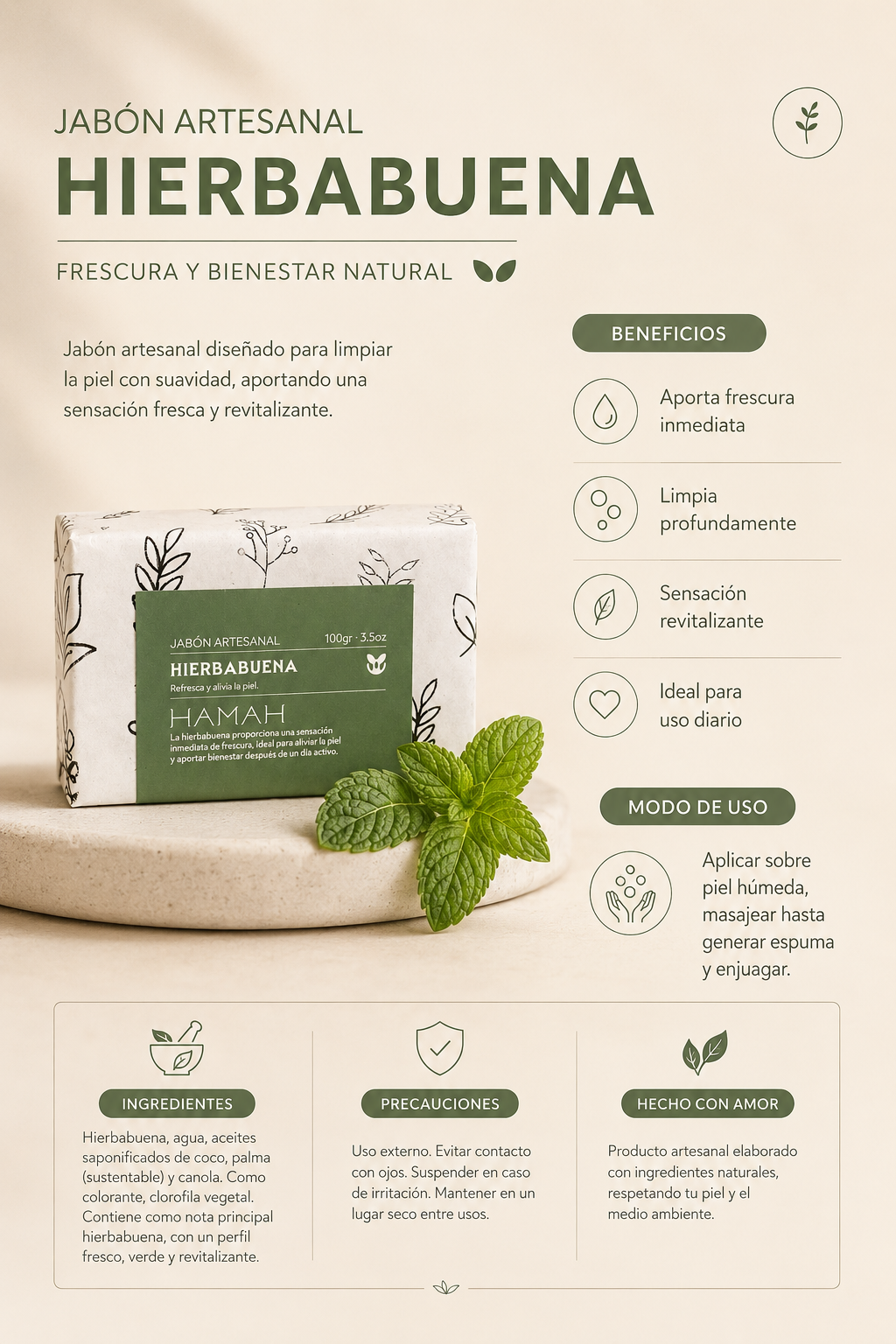 Jabon Artesanal de Hierbabuena
