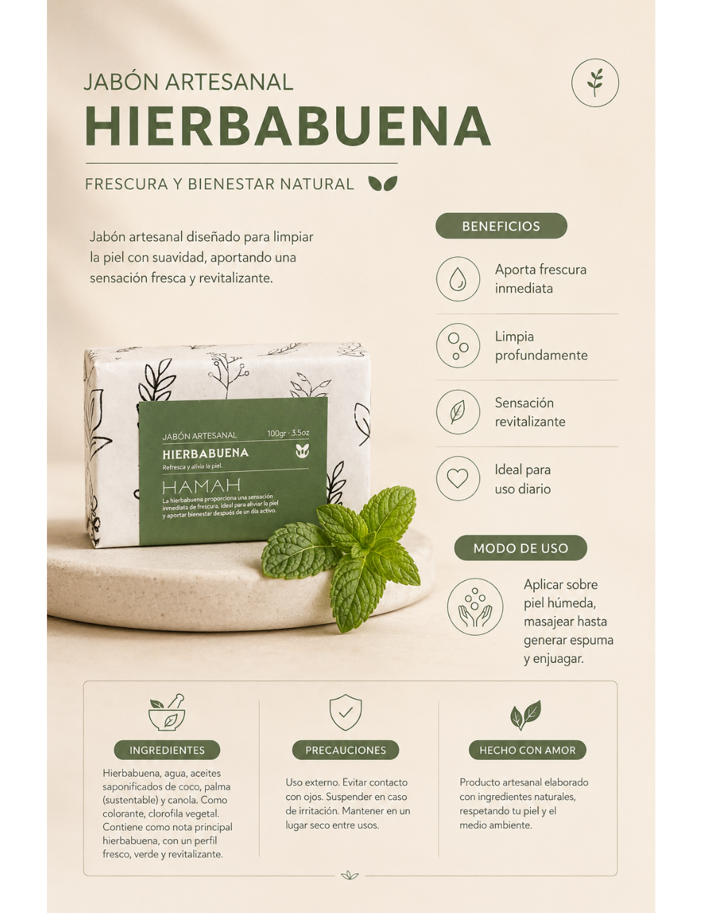 Jabon Artesanal de Hierbabuena