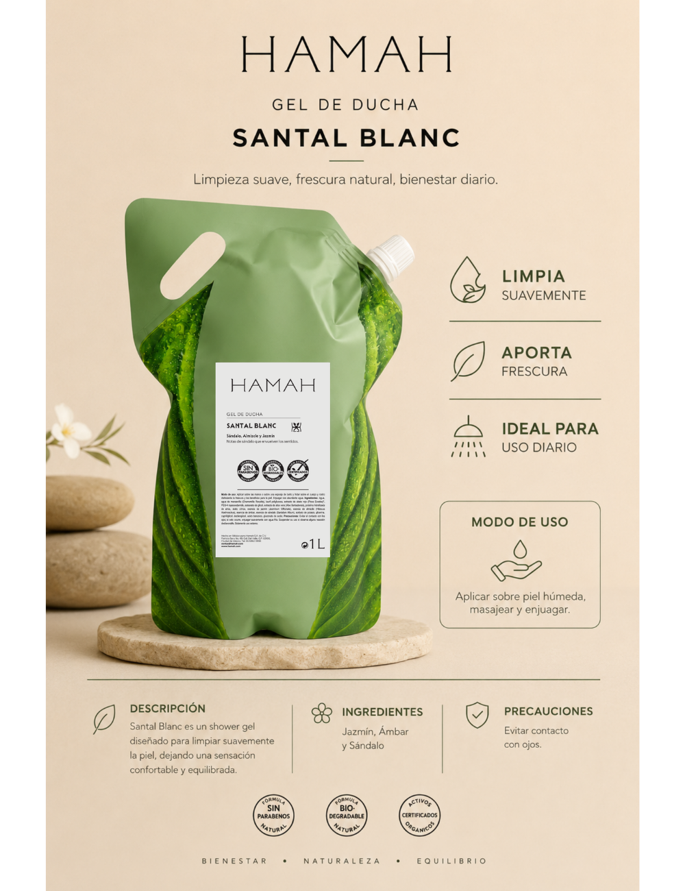 Shower Gel Santal Blanc 1 l