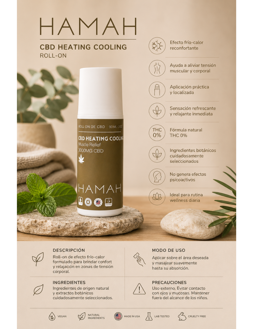 CBD Roll On 3000 mg Heating Cooling 90 ml