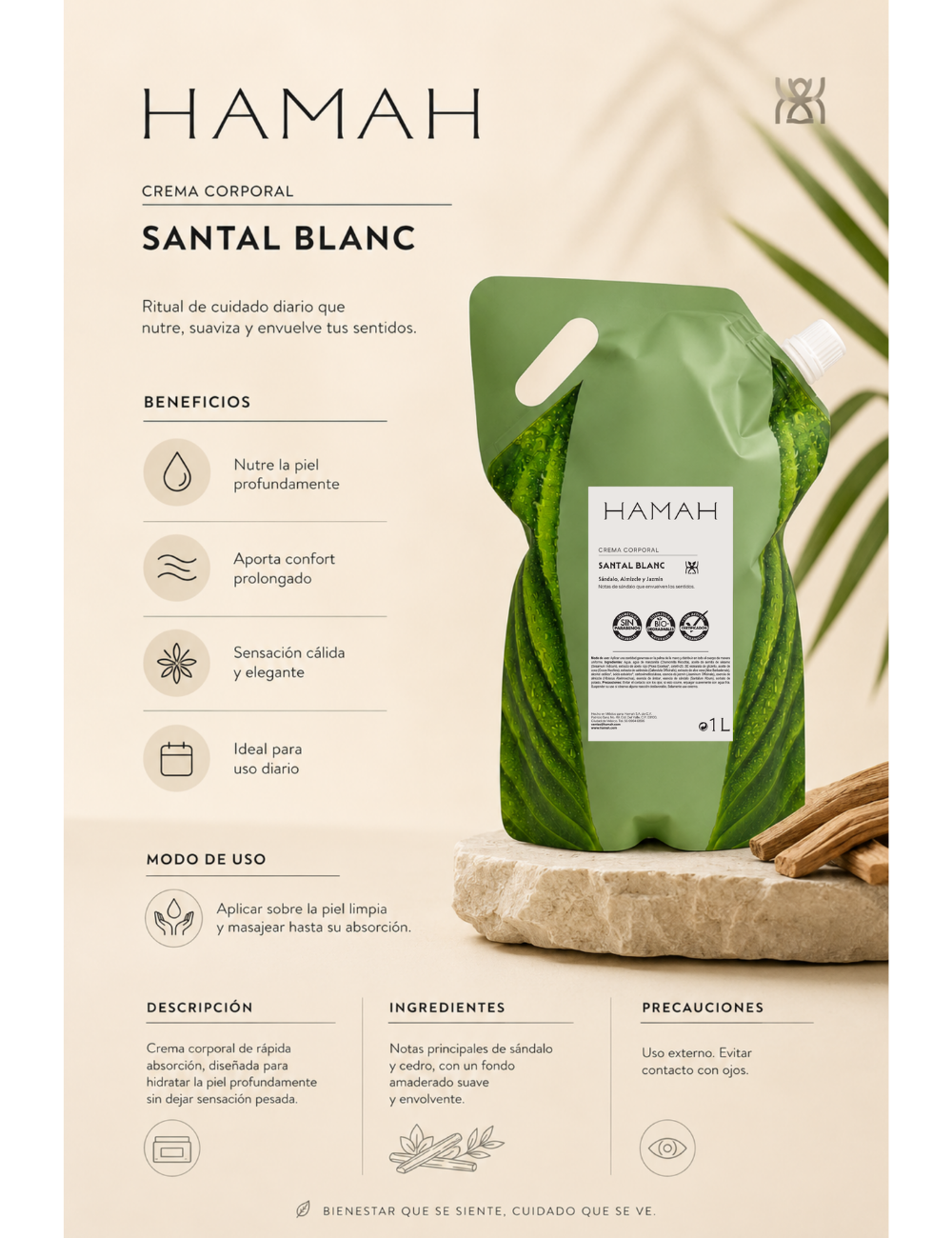 Body Cream Santal Blanc 1 l