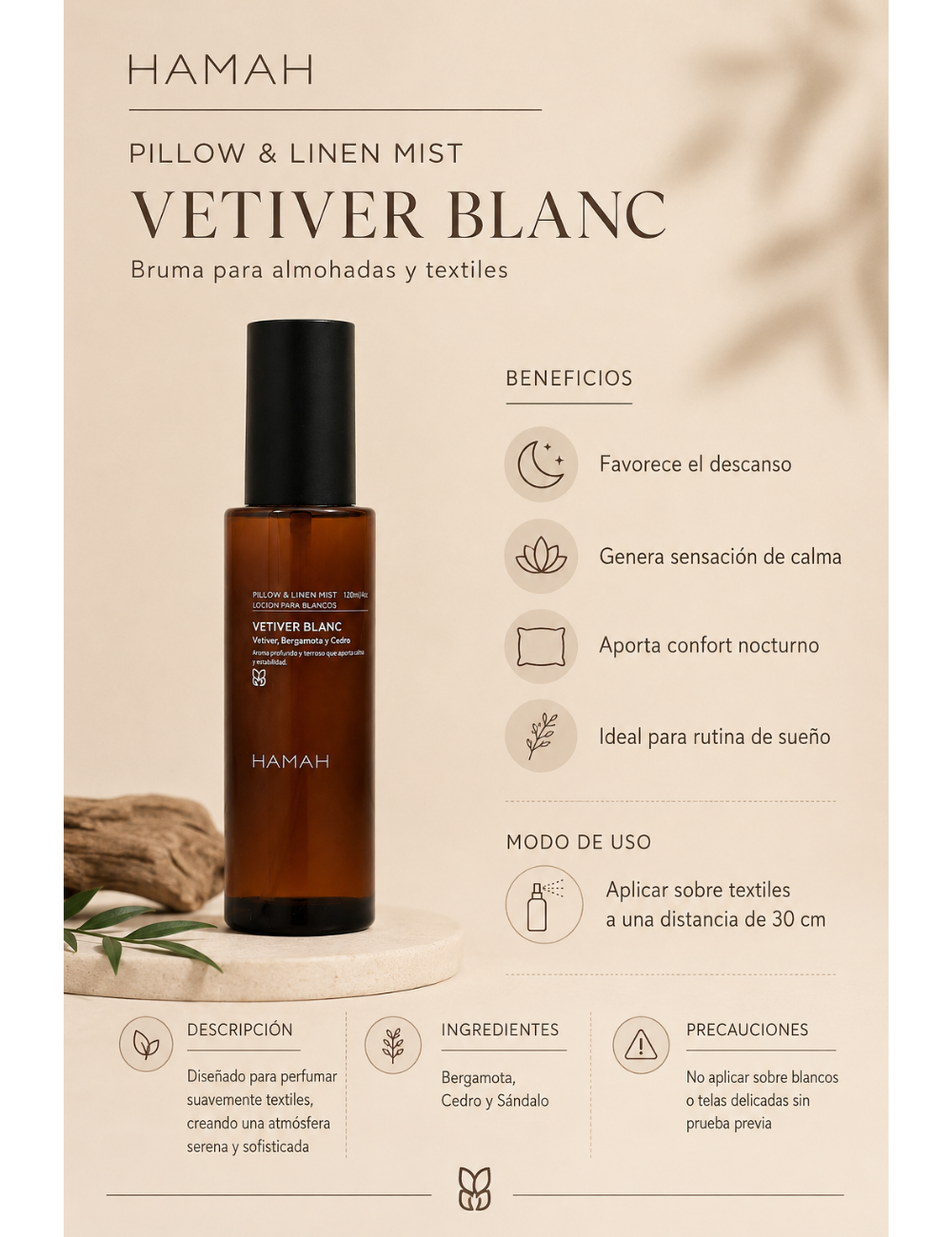 Pillow & Linen Mist Vetiver Blanc 1 l