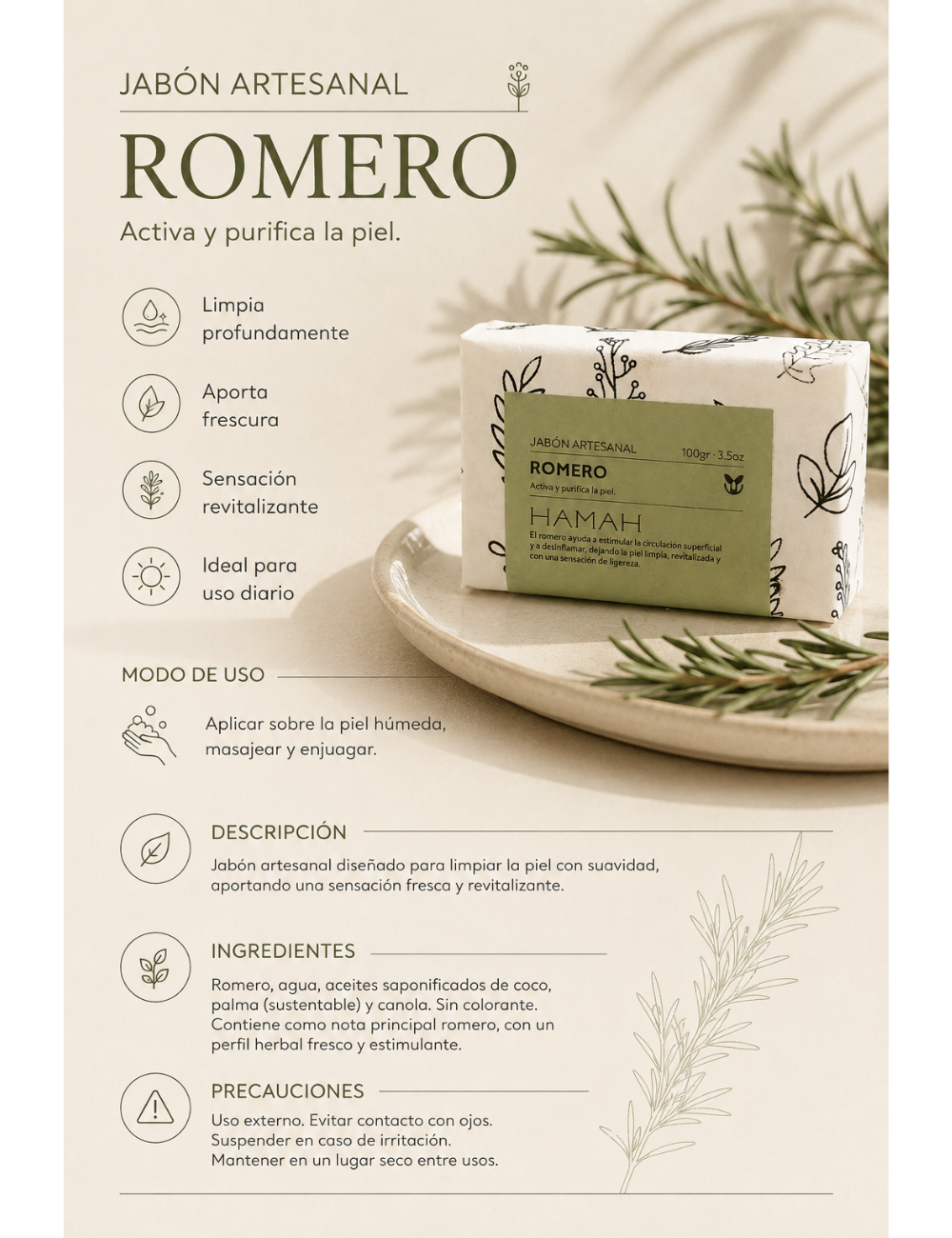 Jabon Artesanal de Romero