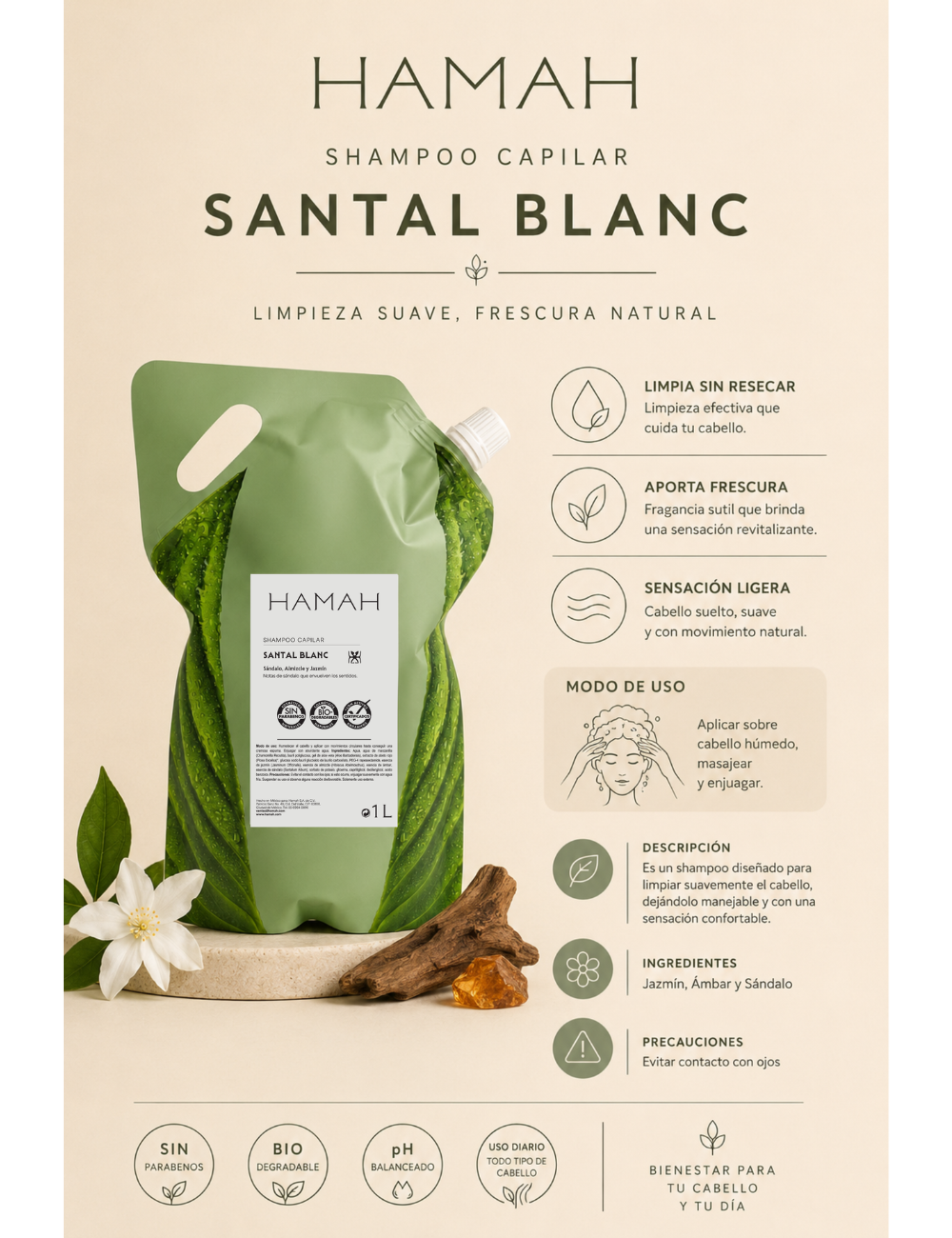 Shampoo Santal Blanc 1 l