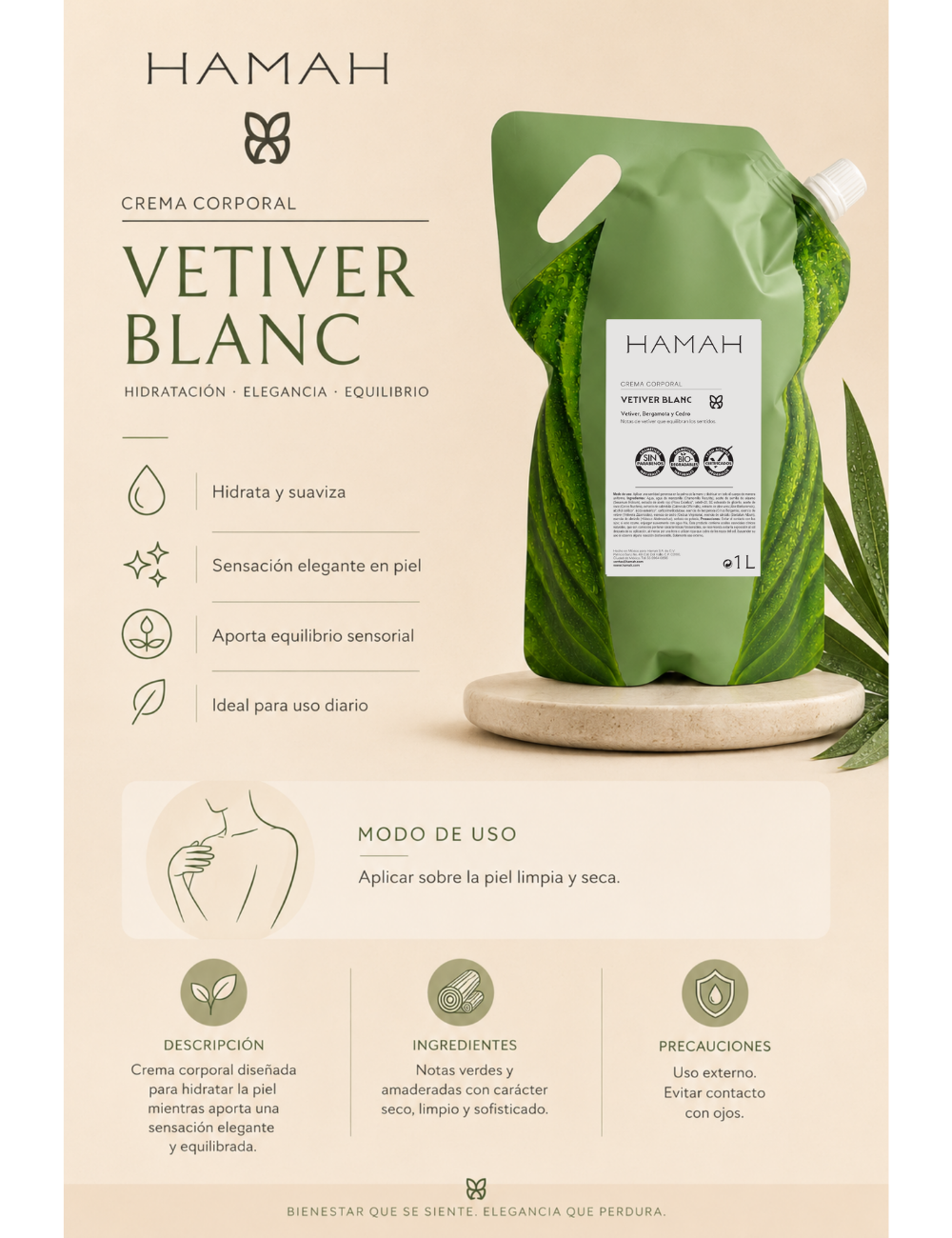 Body Cream Vetiver Blanc 1l